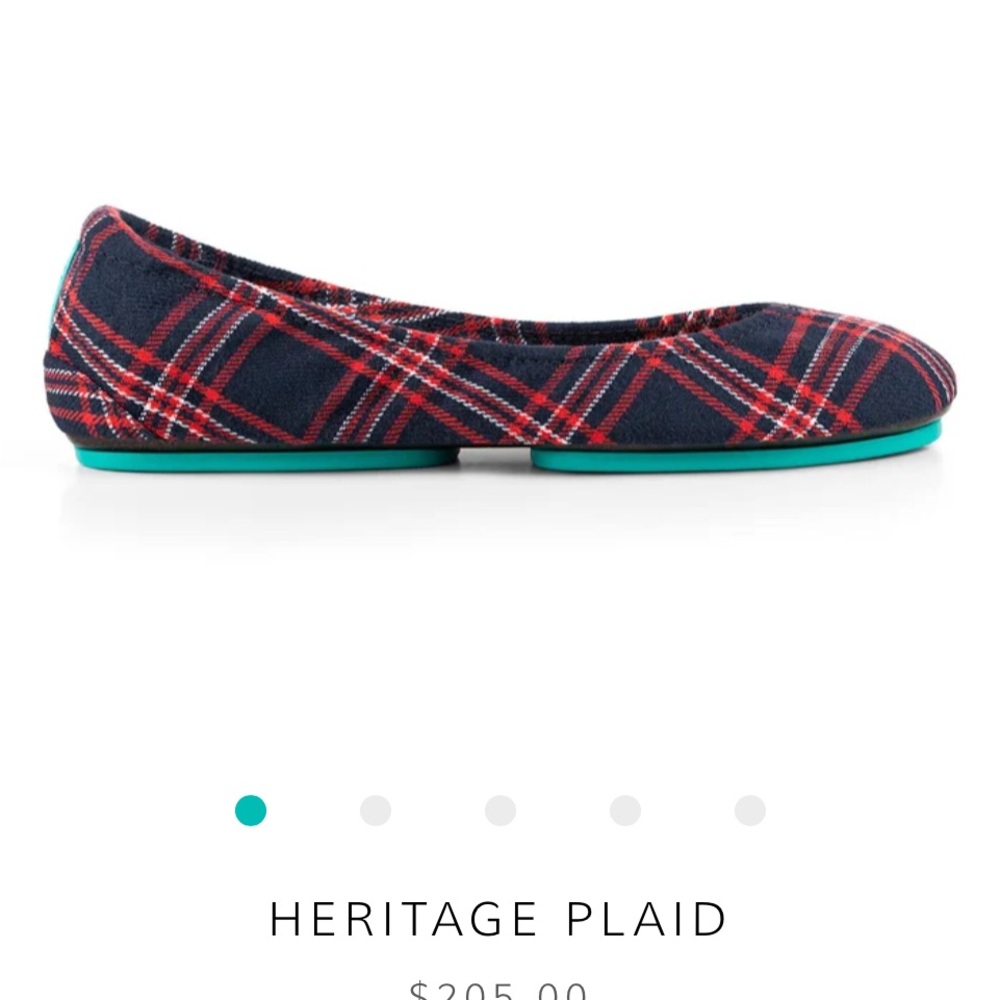 Tieks Plaid Flats with Red and Blue Accents